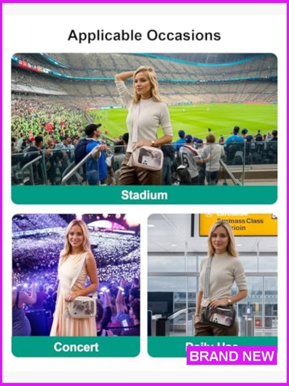 Clear Crossbody Bag Stadium Approved Concerts Games Adjustable Strap Tassel - Picture 7 of 7